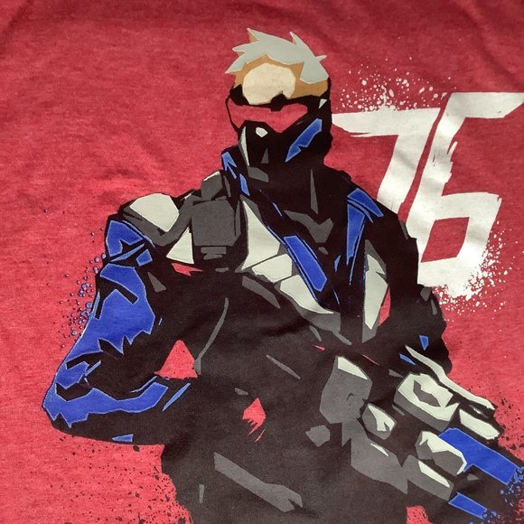 T-Shirt Red Overwatch Graphic Tee Shirt Hero Soldier 76 - Picture 2 of 4